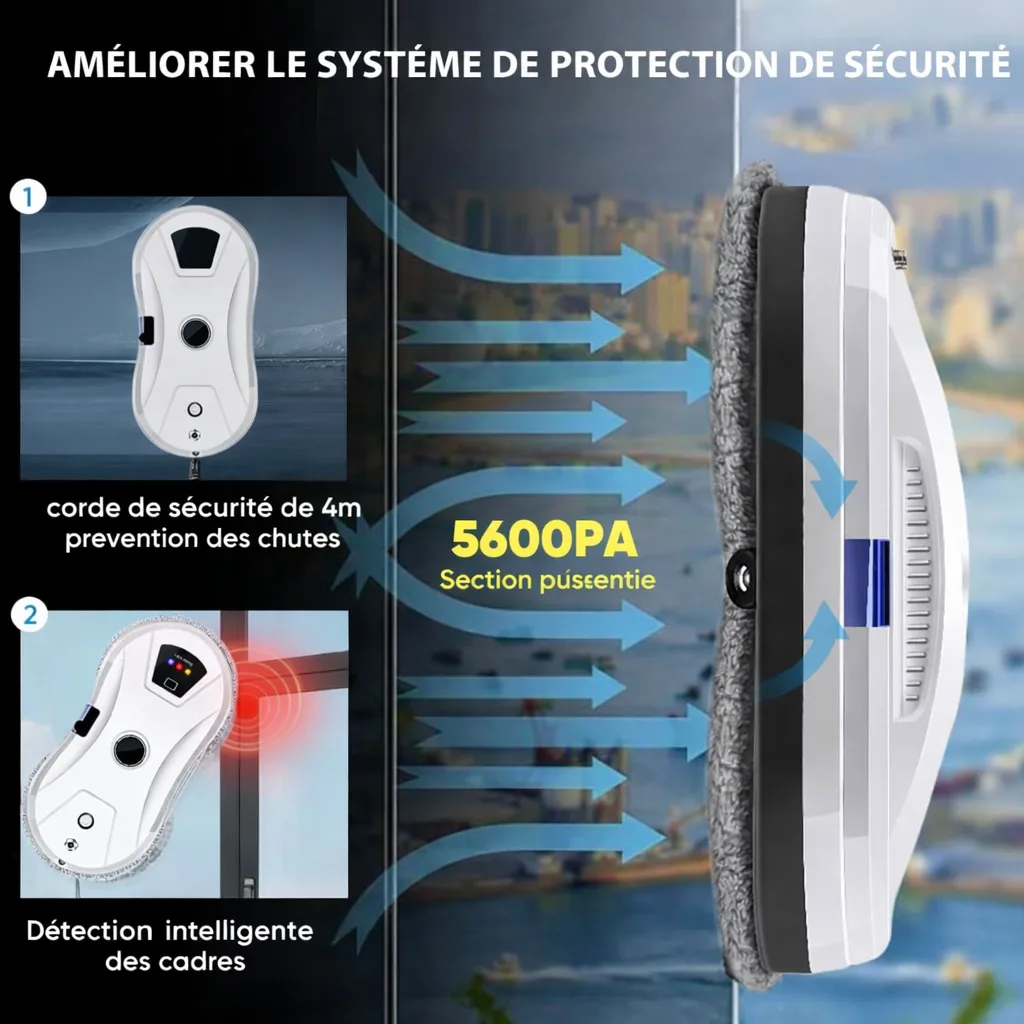 Système de protection de sécurité : corde anti-chute et aspiration 5600 Pa